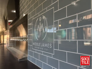 Custom logo tile backsplash