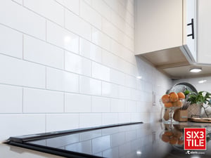 White subway tile kitchen backsplash