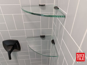 mounting shelves in tile